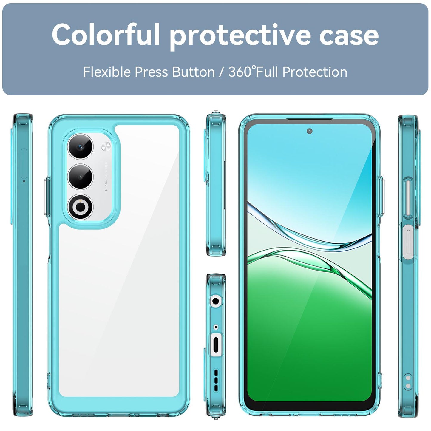 OPPO A5 4G 2025 Acrylic Hybrid TPU Protective Phone Case, Colourful Series Shockproof Cover