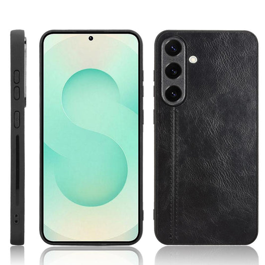 Samsung Galaxy S25 5G Cow Pattern Sewing Back Cover Phone Case - Premium PU Leather Texture PC + TPU Shockproof Protective Case, Scratch Resistant Slim Lightweight Anti-Fingerprint Full Coverage Mobile Cover