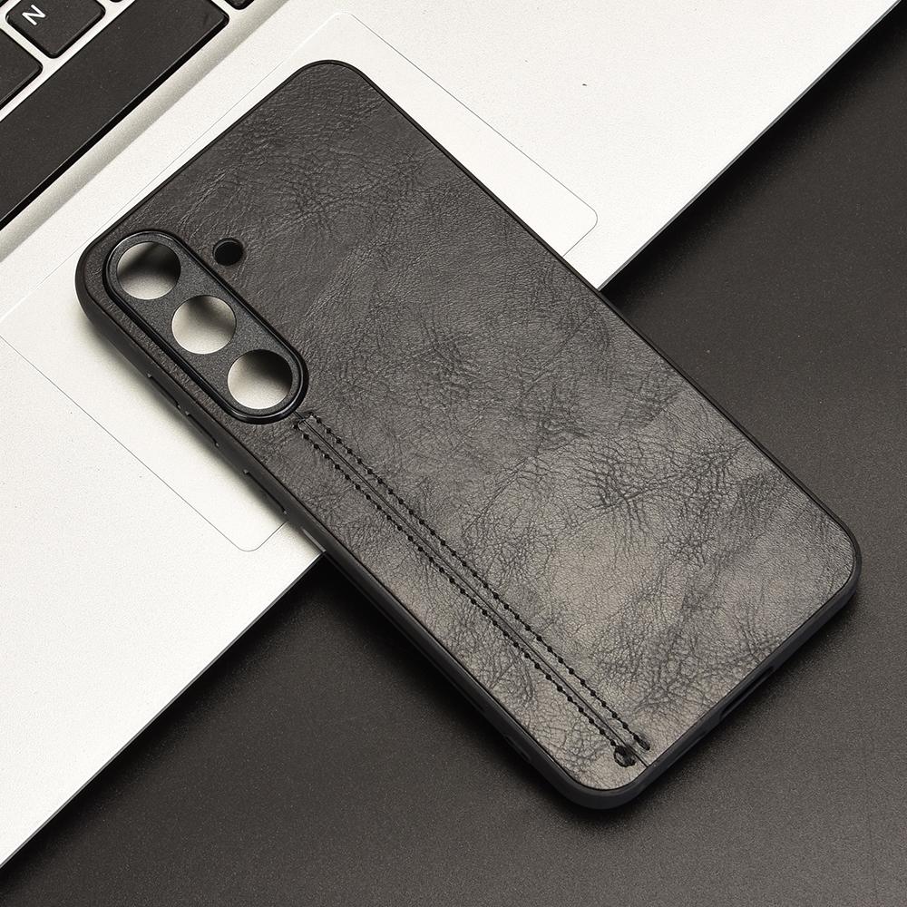Samsung Galaxy S25 5G Cow Pattern Sewing Back Cover Phone Case - Premium PU Leather Texture PC + TPU Shockproof Protective Case, Scratch Resistant Slim Lightweight Anti-Fingerprint Full Coverage Mobile Cover