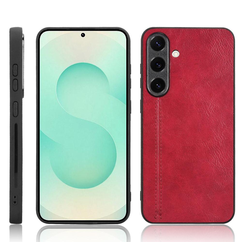 Samsung Galaxy S25 5G Cow Pattern Sewing Back Cover Phone Case - Premium PU Leather Texture PC + TPU Shockproof Protective Case, Scratch Resistant Slim Lightweight Anti-Fingerprint Full Coverage Mobile Cover