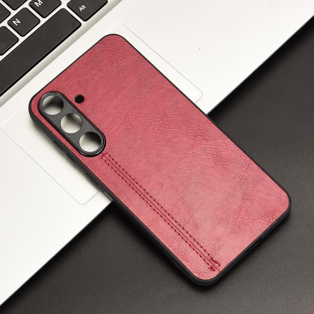 Samsung Galaxy S25 5G Cow Pattern Sewing Back Cover Phone Case - Premium PU Leather Texture PC + TPU Shockproof Protective Case, Scratch Resistant Slim Lightweight Anti-Fingerprint Full Coverage Mobile Cover