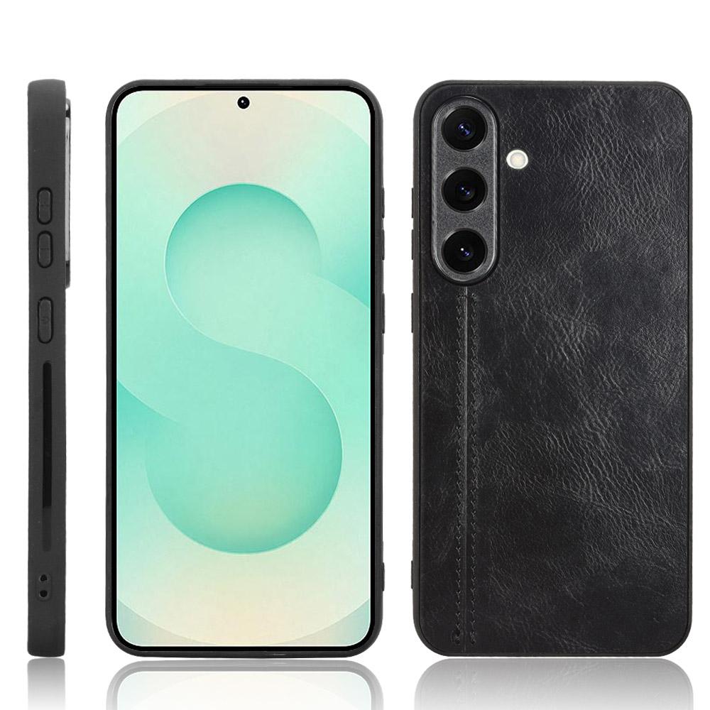 Samsung Galaxy S25+ 5G Cow Pattern Sewing Back Cover Phone Case - Premium PU Leather Texture PC + TPU Shockproof Protective Case, Scratch Resistant Slim Lightweight Anti-Fingerprint Full Coverage Mobile Cover