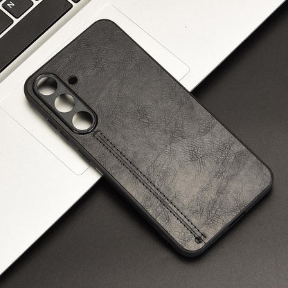 Samsung Galaxy S25+ 5G Cow Pattern Sewing Back Cover Phone Case - Premium PU Leather Texture PC + TPU Shockproof Protective Case, Scratch Resistant Slim Lightweight Anti-Fingerprint Full Coverage Mobile Cover