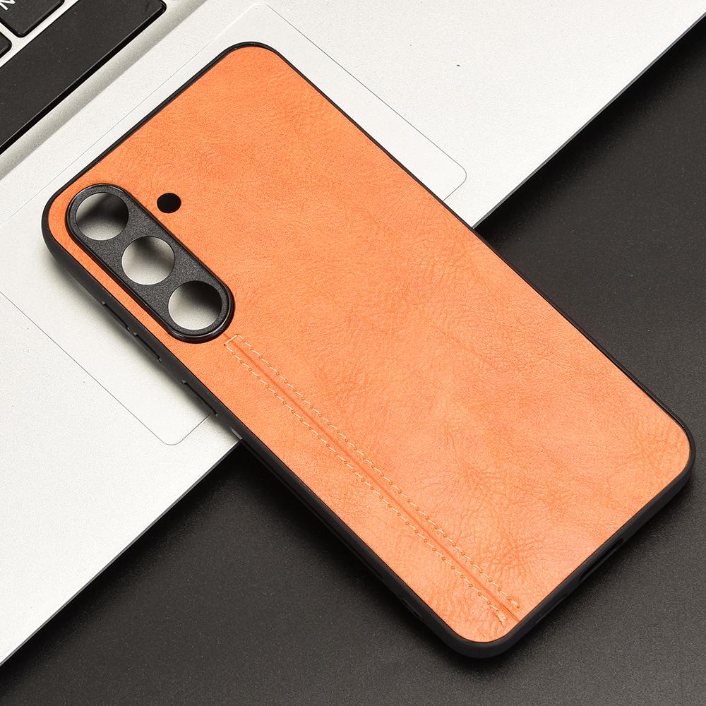 Samsung Galaxy S25+ 5G Cow Pattern Sewing Back Cover Phone Case - Premium PU Leather Texture PC + TPU Shockproof Protective Case, Scratch Resistant Slim Lightweight Anti-Fingerprint Full Coverage Mobile Cover