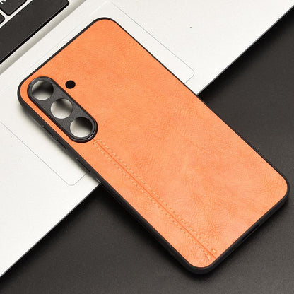 Samsung Galaxy S25+ 5G Cow Pattern Sewing Back Cover Phone Case - Premium PU Leather Texture PC + TPU Shockproof Protective Case, Scratch Resistant Slim Lightweight Anti-Fingerprint Full Coverage Mobile Cover