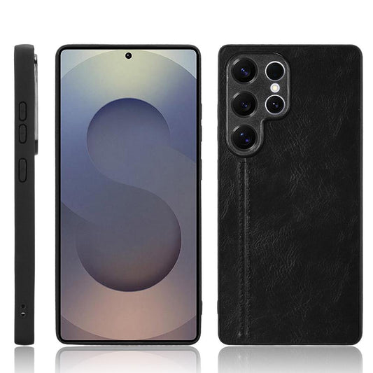 Samsung Galaxy S25 Ultra 5G Cow Pattern Sewing Back Cover Phone Case - Premium PU Leather Texture PC + TPU Shockproof Protective Case, Scratch Resistant Slim Lightweight Anti-Fingerprint Full Coverage Mobile Cover