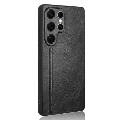 Samsung Galaxy S25 Ultra 5G Cow Pattern Sewing Back Cover Phone Case - Premium PU Leather Texture PC + TPU Shockproof Protective Case, Scratch Resistant Slim Lightweight Anti-Fingerprint Full Coverage Mobile Cover