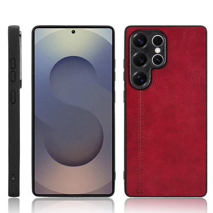 Samsung Galaxy S25 Ultra 5G Cow Pattern Sewing Back Cover Phone Case - Premium PU Leather Texture PC + TPU Shockproof Protective Case, Scratch Resistant Slim Lightweight Anti-Fingerprint Full Coverage Mobile Cover