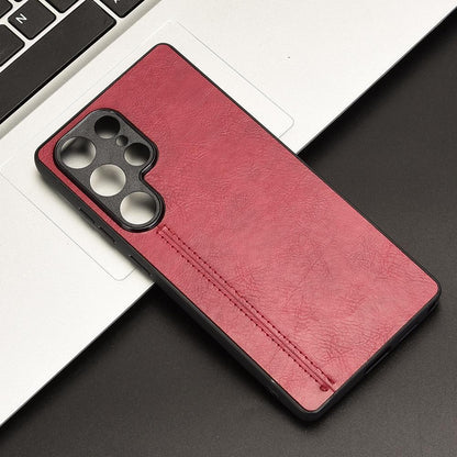 Samsung Galaxy S25 Ultra 5G Cow Pattern Sewing Back Cover Phone Case - Premium PU Leather Texture PC + TPU Shockproof Protective Case, Scratch Resistant Slim Lightweight Anti-Fingerprint Full Coverage Mobile Cover