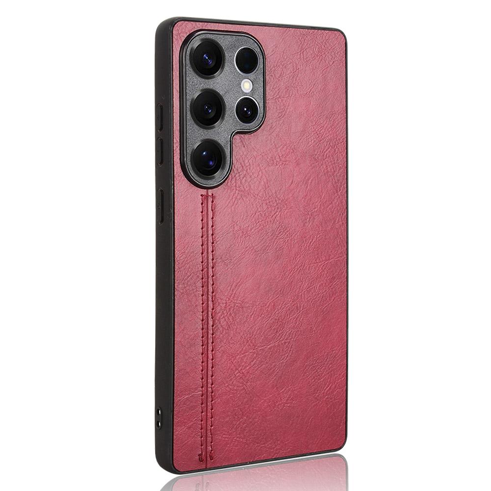 Samsung Galaxy S25 Ultra 5G Cow Pattern Sewing Back Cover Phone Case - Premium PU Leather Texture PC + TPU Shockproof Protective Case, Scratch Resistant Slim Lightweight Anti-Fingerprint Full Coverage Mobile Cover