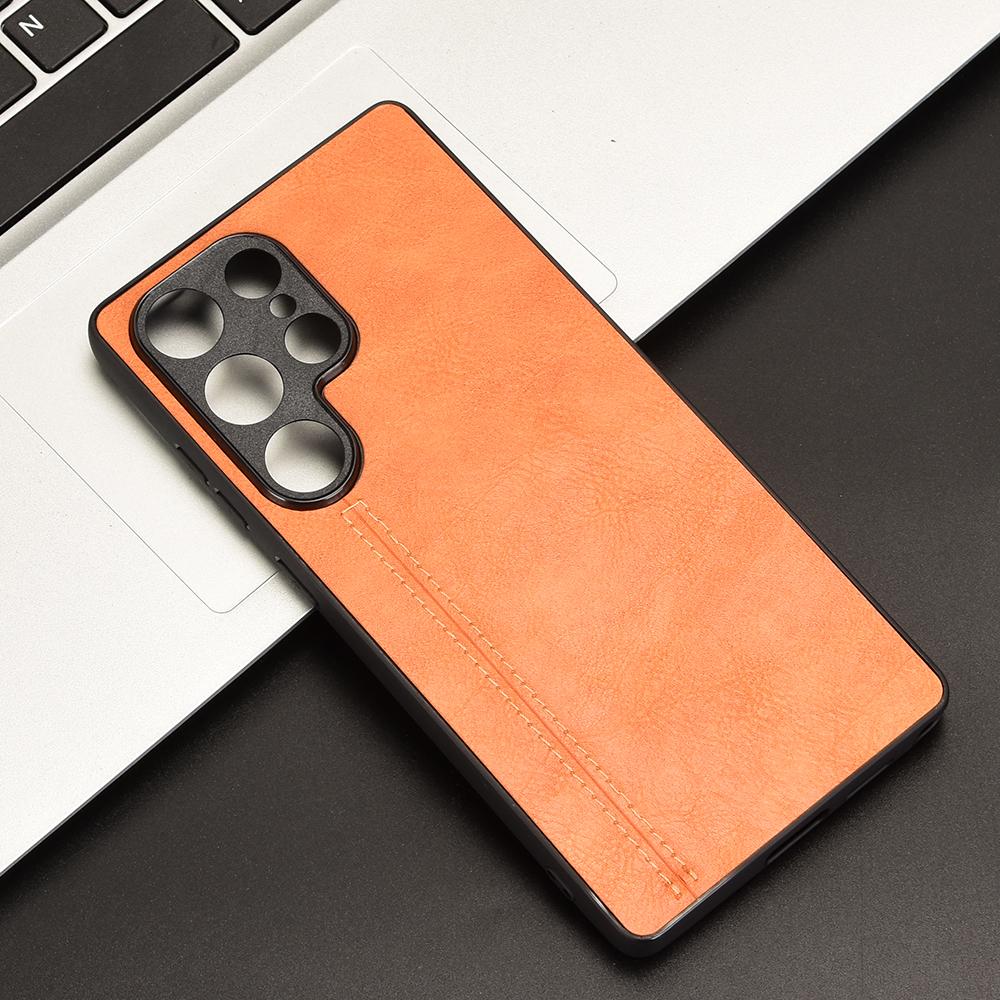 Samsung Galaxy S25 Ultra 5G Cow Pattern Sewing Back Cover Phone Case - Premium PU Leather Texture PC + TPU Shockproof Protective Case, Scratch Resistant Slim Lightweight Anti-Fingerprint Full Coverage Mobile Cover