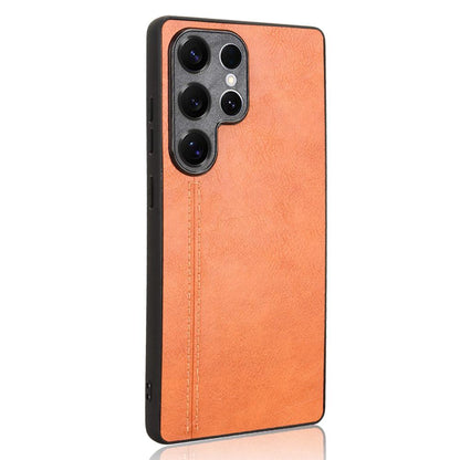 Samsung Galaxy S25 Ultra 5G Cow Pattern Sewing Back Cover Phone Case - Premium PU Leather Texture PC + TPU Shockproof Protective Case, Scratch Resistant Slim Lightweight Anti-Fingerprint Full Coverage Mobile Cover