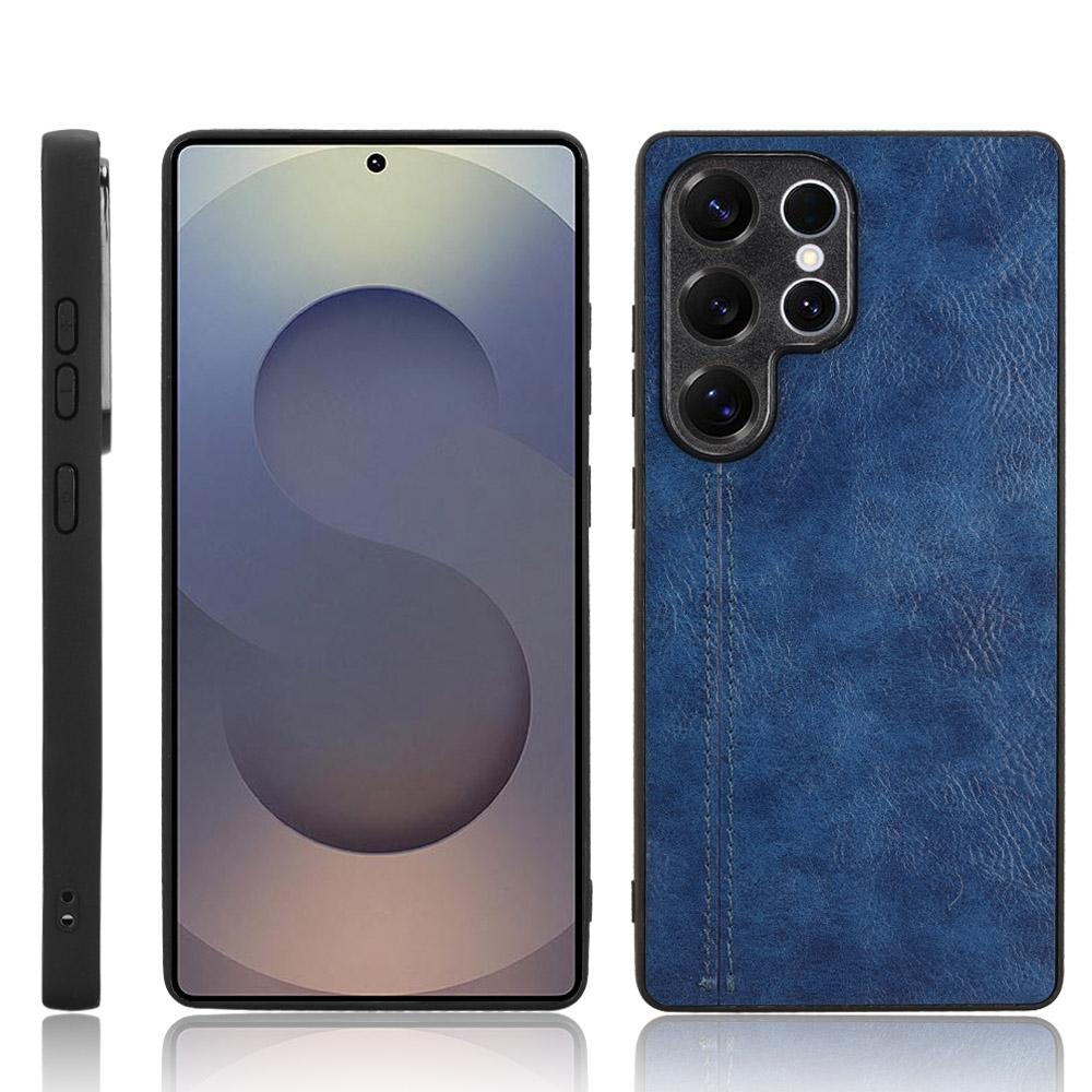 Samsung Galaxy S25 Ultra 5G Cow Pattern Sewing Back Cover Phone Case - Premium PU Leather Texture PC + TPU Shockproof Protective Case, Scratch Resistant Slim Lightweight Anti-Fingerprint Full Coverage Mobile Cover