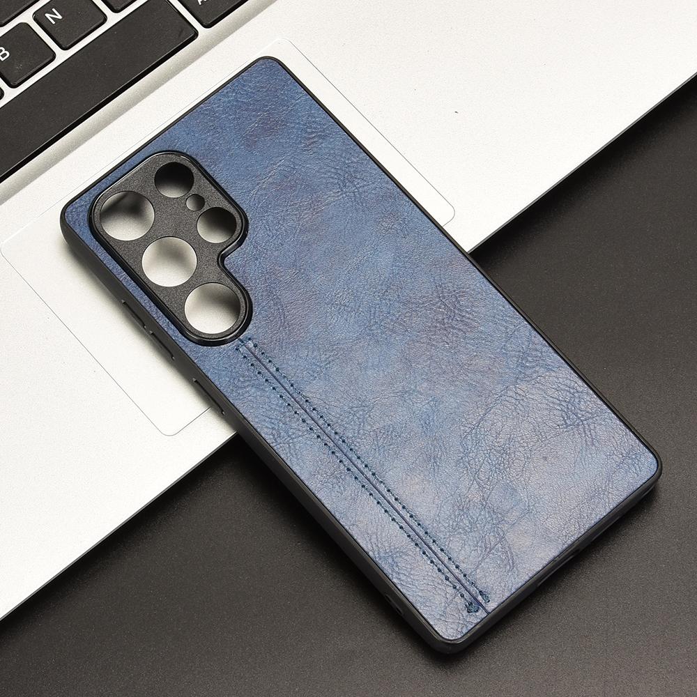 Samsung Galaxy S25 Ultra 5G Cow Pattern Sewing Back Cover Phone Case - Premium PU Leather Texture PC + TPU Shockproof Protective Case, Scratch Resistant Slim Lightweight Anti-Fingerprint Full Coverage Mobile Cover