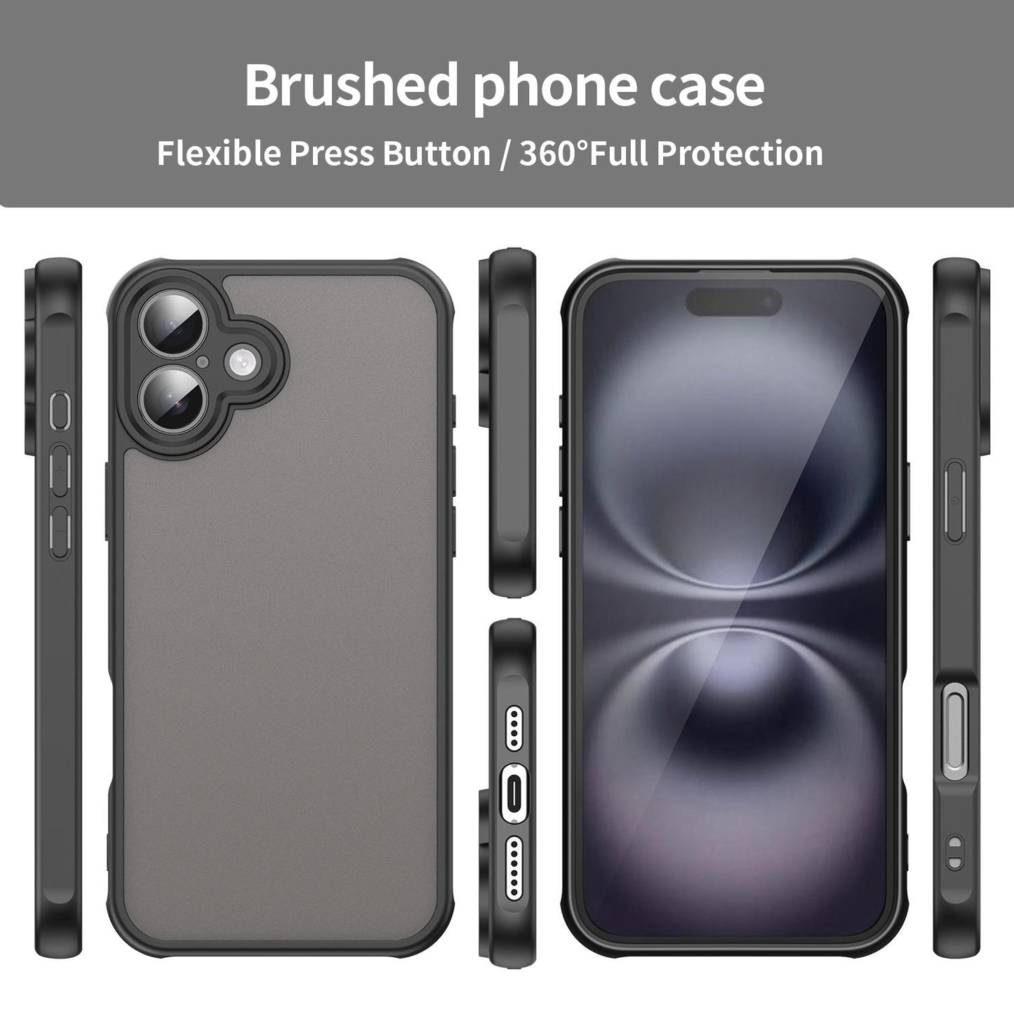 Apple iPhone 16 TPU Hybrid PC Frosted Phone Case with Durable Scratch, Dirt & Wear Protection, Precise Cutouts, Lightweight Easy-Fit Slim Cover