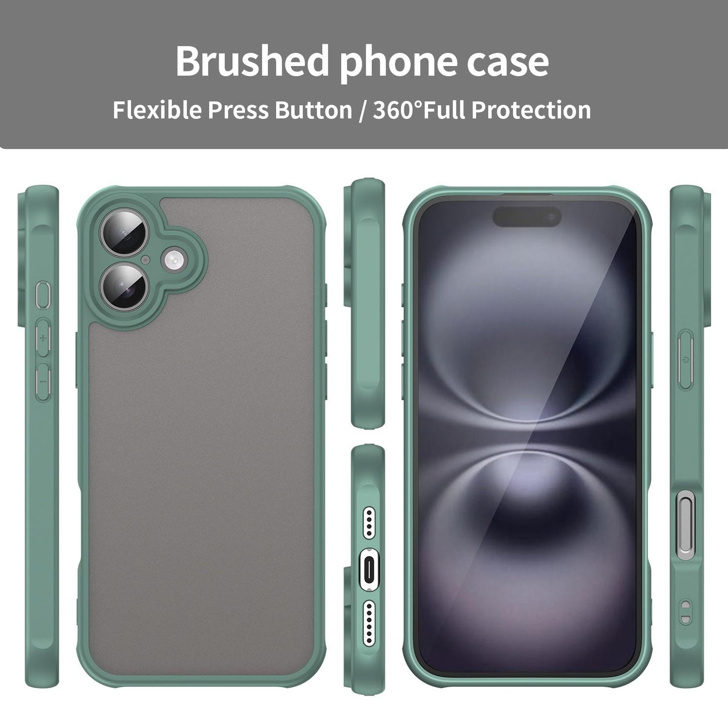 Apple iPhone 16 TPU Hybrid PC Frosted Phone Case with Durable Scratch, Dirt & Wear Protection, Precise Cutouts, Lightweight Easy-Fit Slim Cover