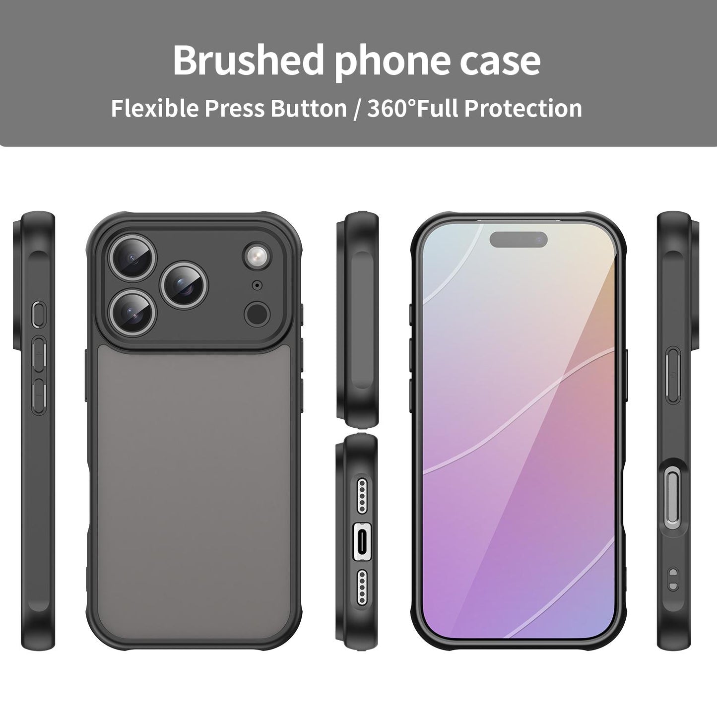 Apple iPhone 17 Pro TPU Hybrid PC Frosted Phone Case with Durable Scratch, Dirt & Wear Protection, Precise Cutouts, Lightweight Easy-Fit Slim Cover