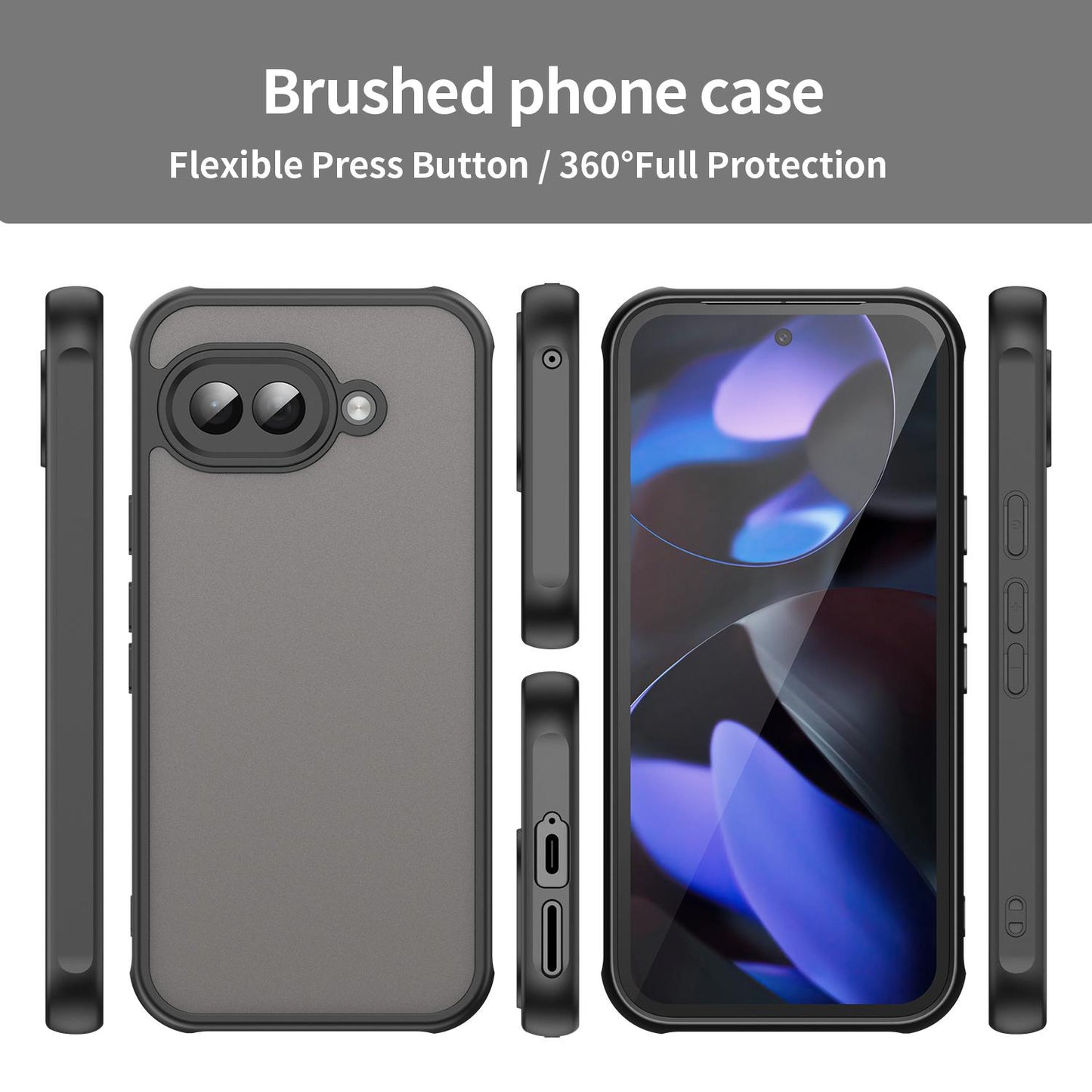 Google Pixel 9a TPU Hybrid PC Frosted Phone Case with Durable Scratch, Dirt & Wear Protection, Precise Cutouts, Lightweight Easy-Fit Slim Cover