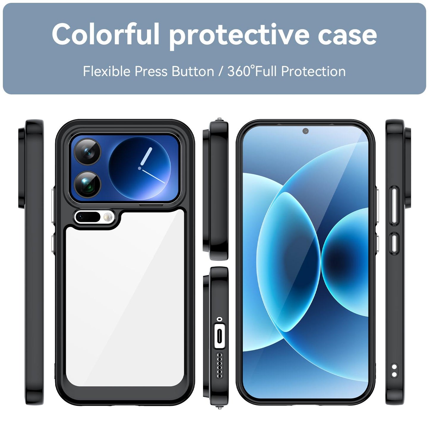Xiaomi 17 Pro Max Acrylic Hybrid TPU Protective Phone Case, Colourful Series Shockproof Cover