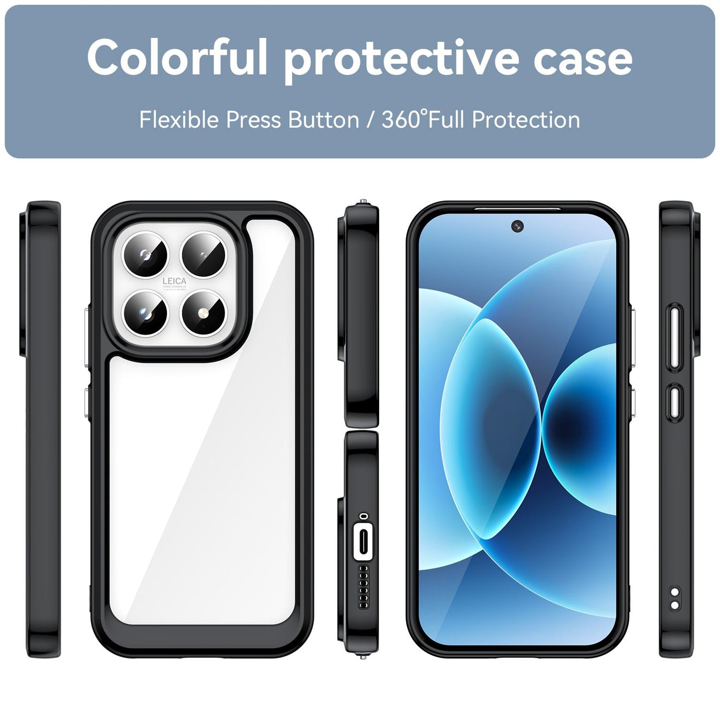 Xiaomi 17 Acrylic Hybrid TPU Protective Phone Case, Colourful Series Shockproof Cover
