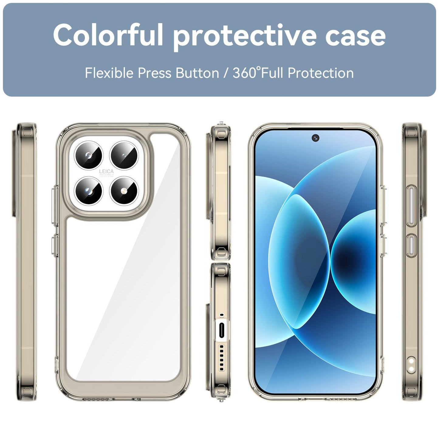 Xiaomi 17 Acrylic Hybrid TPU Protective Phone Case, Colourful Series Shockproof Cover