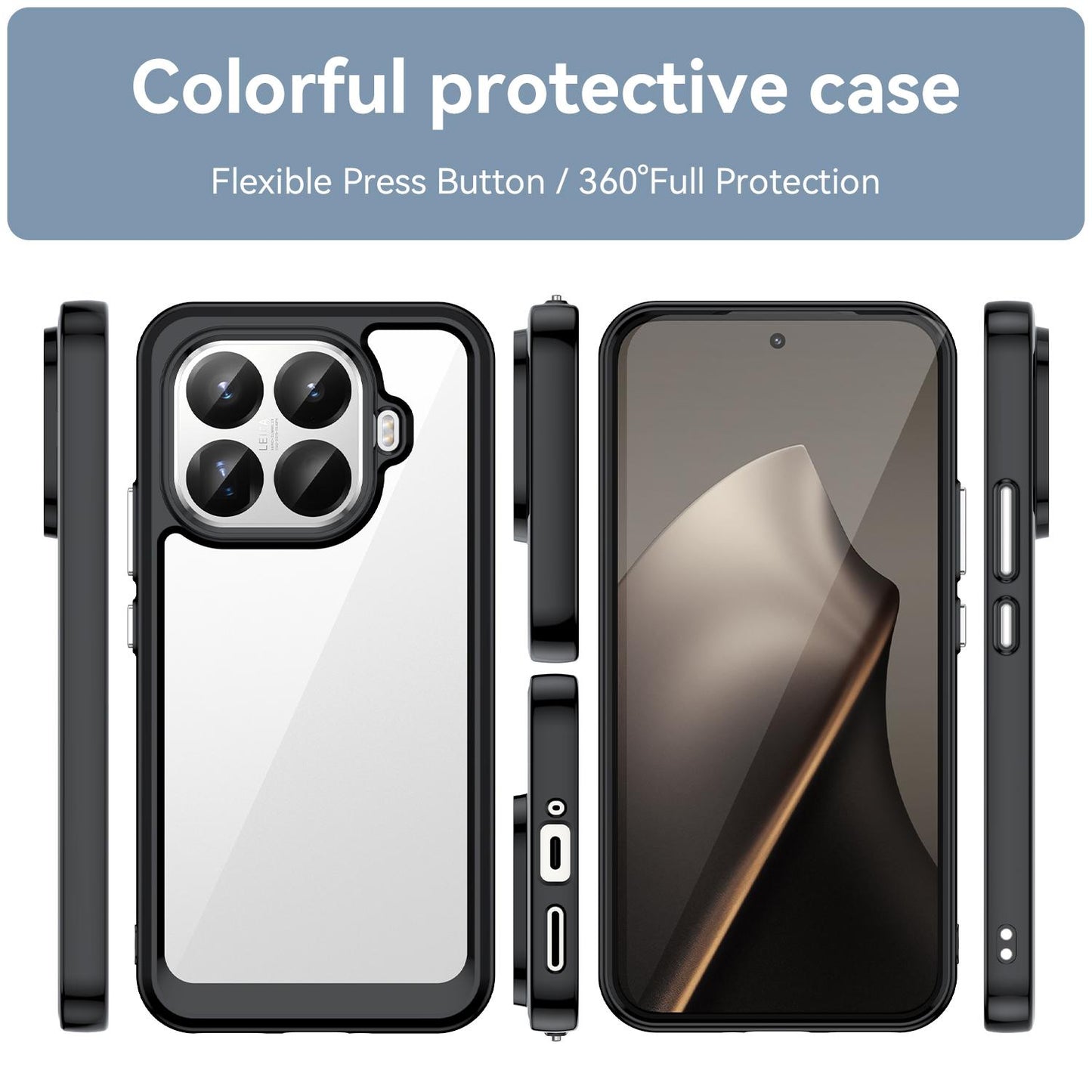 Xiaomi 15T Pro 5G Acrylic Hybrid TPU Protective Phone Case, Colourful Series Shockproof Cover