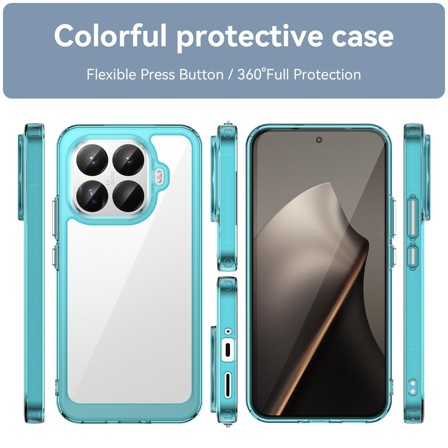 Xiaomi 15T Pro 5G Acrylic Hybrid TPU Protective Phone Case, Colourful Series Shockproof Cover