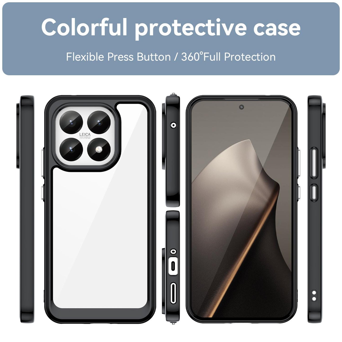 Xiaomi 15T 5G Acrylic Hybrid TPU Protective Phone Case, Colourful Series Shockproof Cover