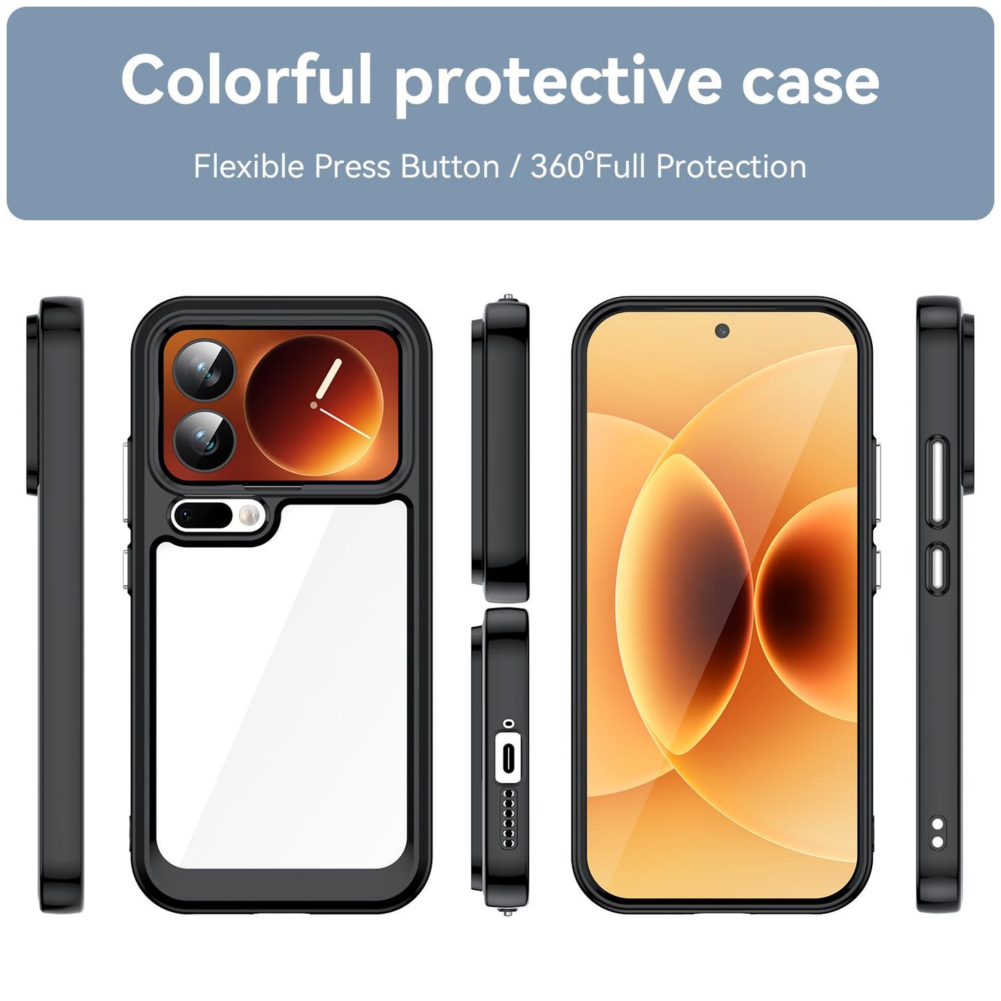 Xiaomi 17 Pro Acrylic Hybrid TPU Protective Phone Case, Colourful Series Shockproof Cover