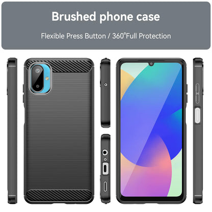 Samsung Galaxy F06 5G Carbon Fibre Brushed Texture TPU Protective Phone Case Shockproof Slim Cover