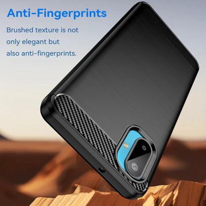 Samsung Galaxy F06 5G Carbon Fiber Brushed Texture TPU Protective Phone Case Shockproof Slim Cover