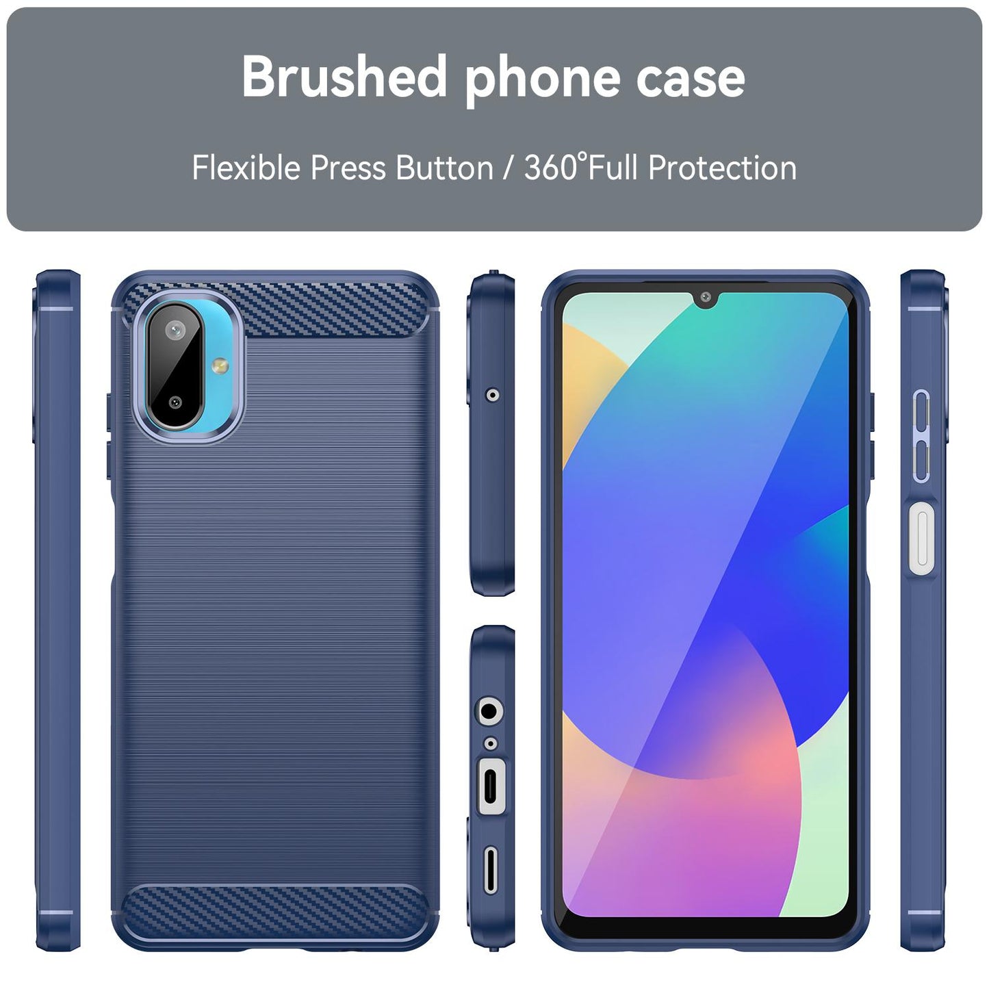 Samsung Galaxy F06 5G Carbon Fibre Brushed Texture TPU Protective Phone Case Shockproof Slim Cover