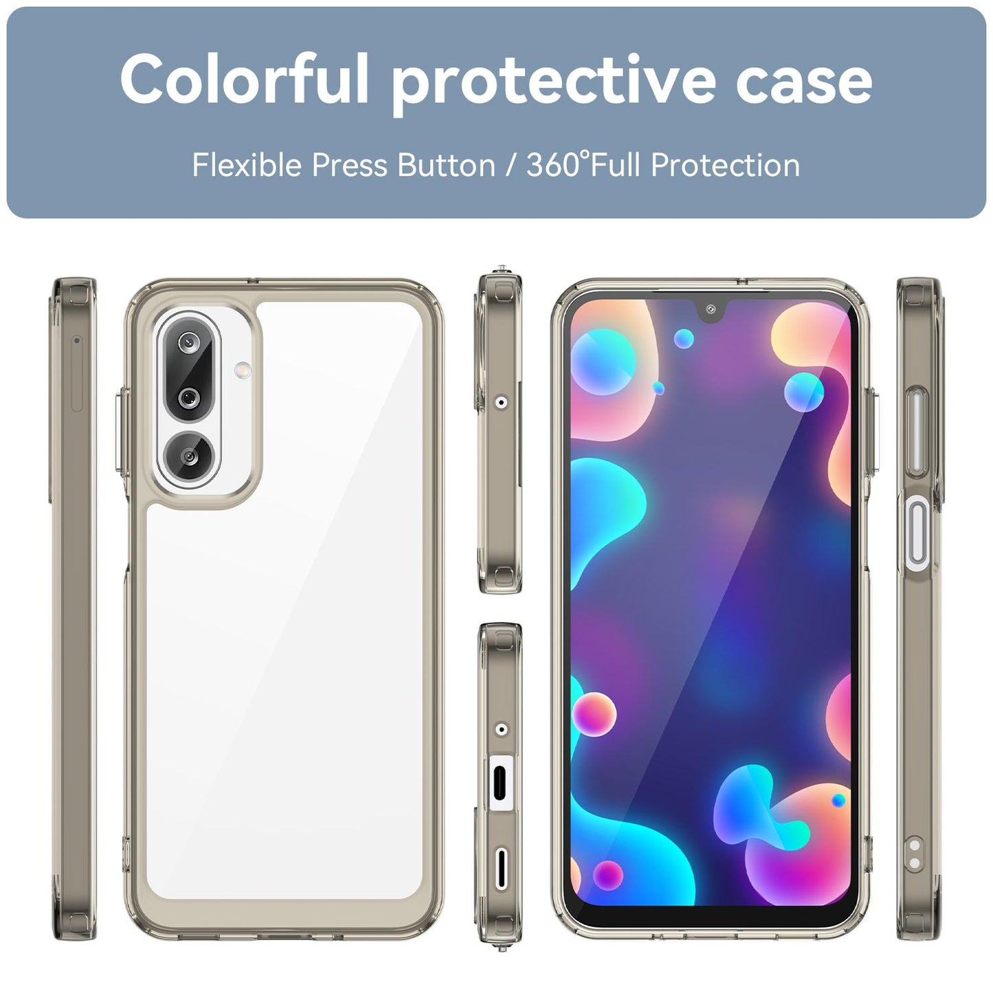 Samsung Galaxy F16 5G Acrylic Hybrid TPU Protective Phone Case, Colourful Series Shockproof Cover