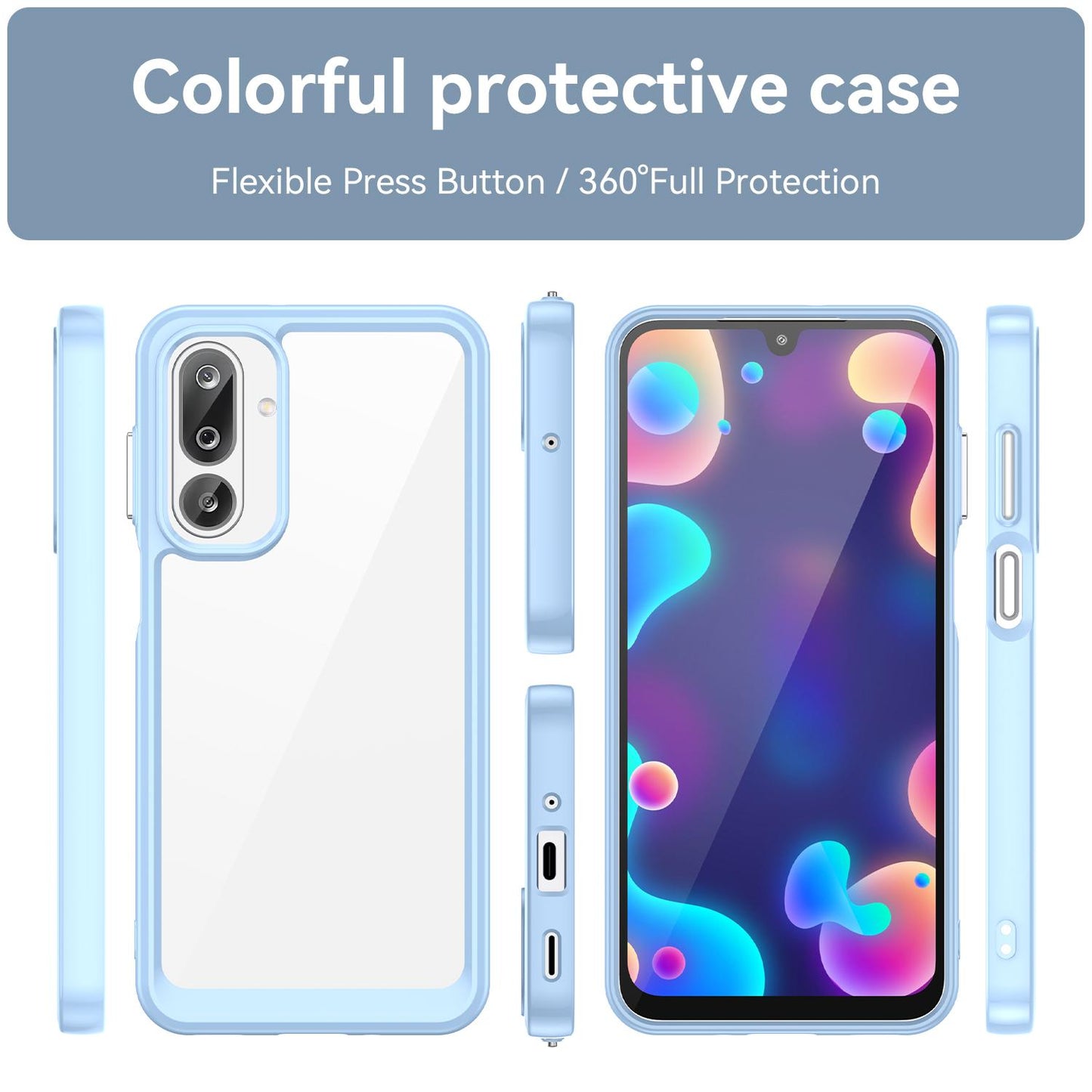 Samsung Galaxy F36 5G Acrylic Hybrid TPU Protective Phone Case, Colourful Series Shockproof Cover