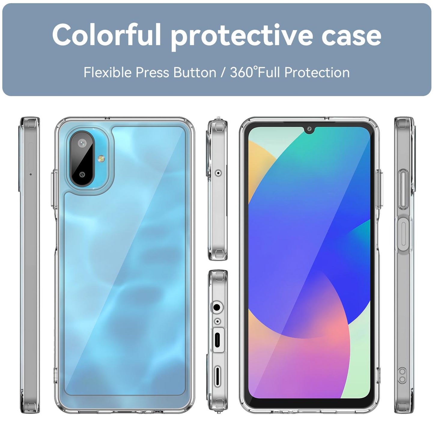 Samsung Galaxy M06 5G Acrylic Hybrid TPU Protective Phone Case, Colourful Series Shockproof Cover