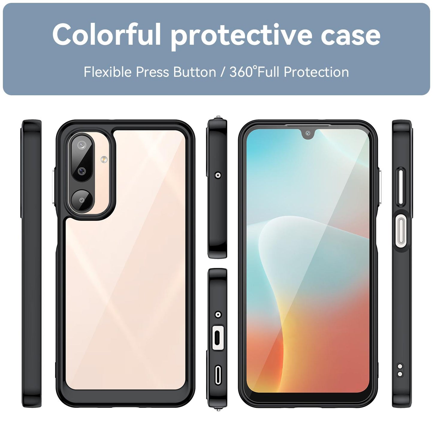 Samsung Galaxy M16 5G Acrylic Hybrid TPU Protective Phone Case, Colourful Series Shockproof Cover