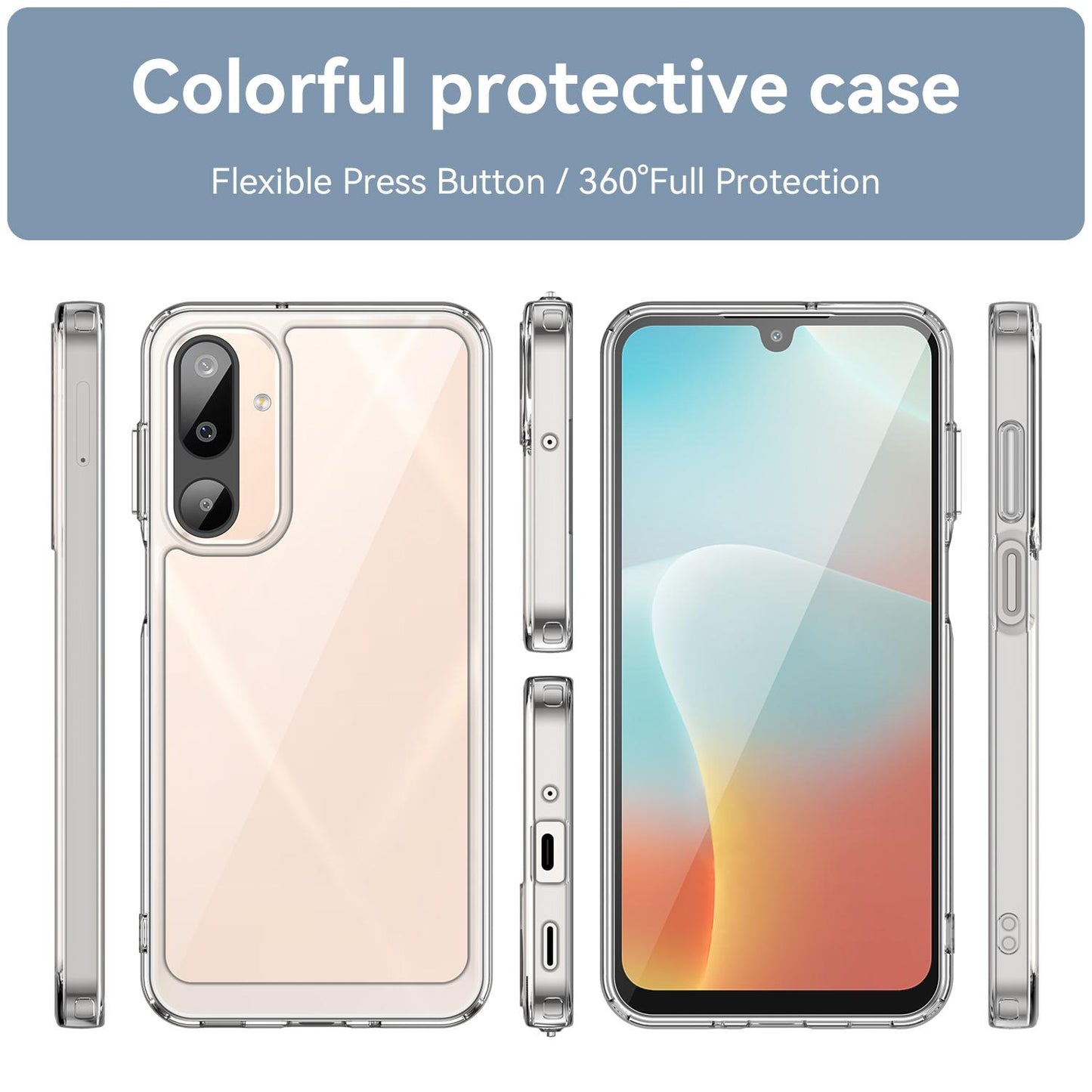 Samsung Galaxy M16 5G Acrylic Hybrid TPU Protective Phone Case, Colourful Series Shockproof Cover