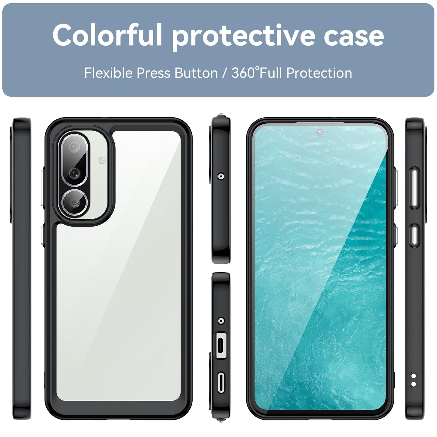 Samsung Galaxy M56 5G Acrylic Hybrid TPU Protective Phone Case, Colourful Series Shockproof Cover