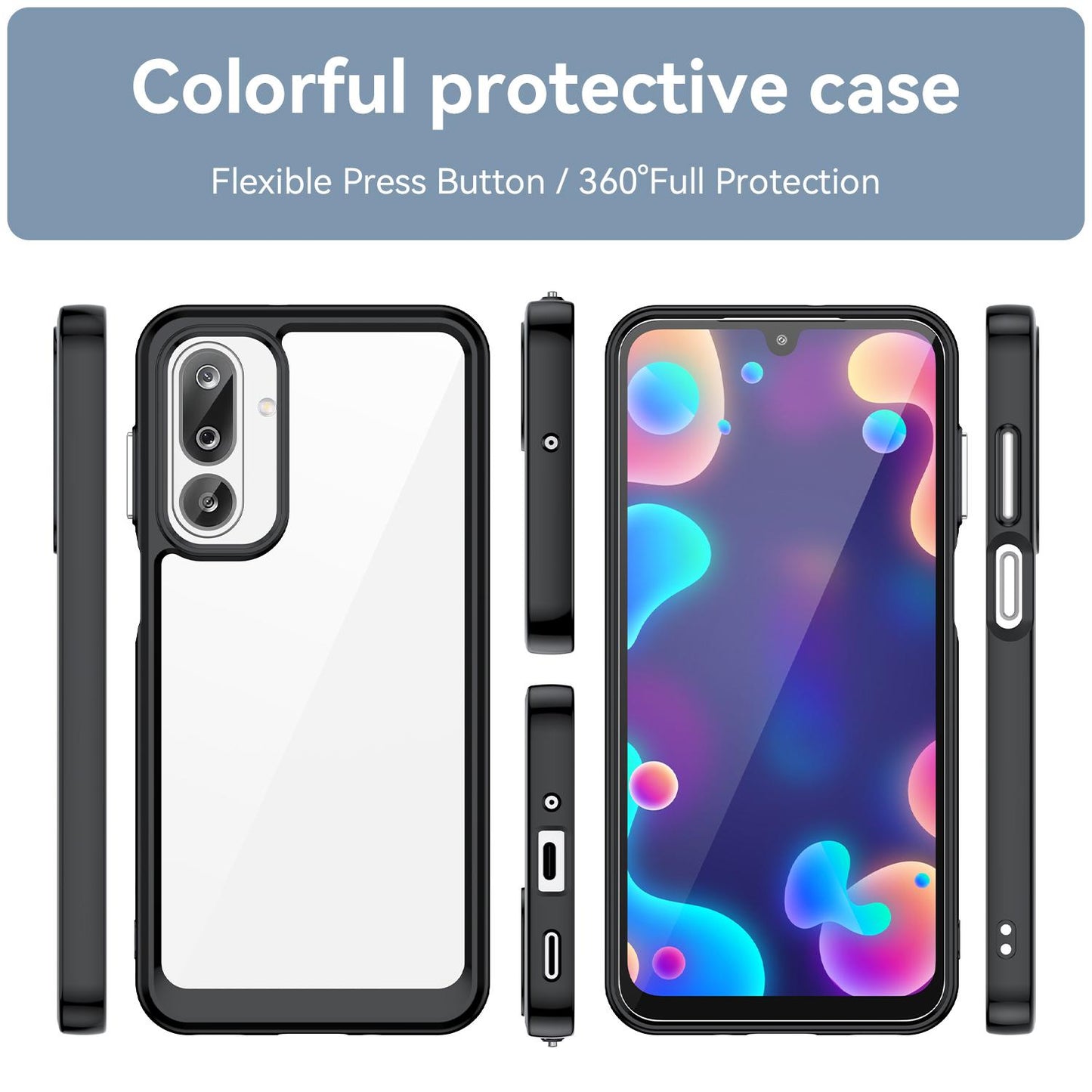 Samsung Galaxy M36 5G Acrylic Hybrid TPU Protective Phone Case, Colourful Series Shockproof Cover