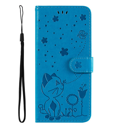 For Samsung Galaxy A36 5G Cat and Bee Embossed Flip Leather Phone Case Wallet Cover with Card Slots Cash Pocket Magnetic Stand Protective Shockproof TPU PU Leather Case with Wrist Strap