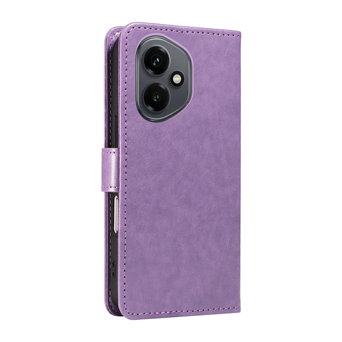 For Honor 400 156.5mm Cat and Bee Embossed Flip Leather Phone Case Wallet Cover with Card Slots Cash Pocket Magnetic Stand Protective Shockproof TPU PU Leather Case with Wrist Strap