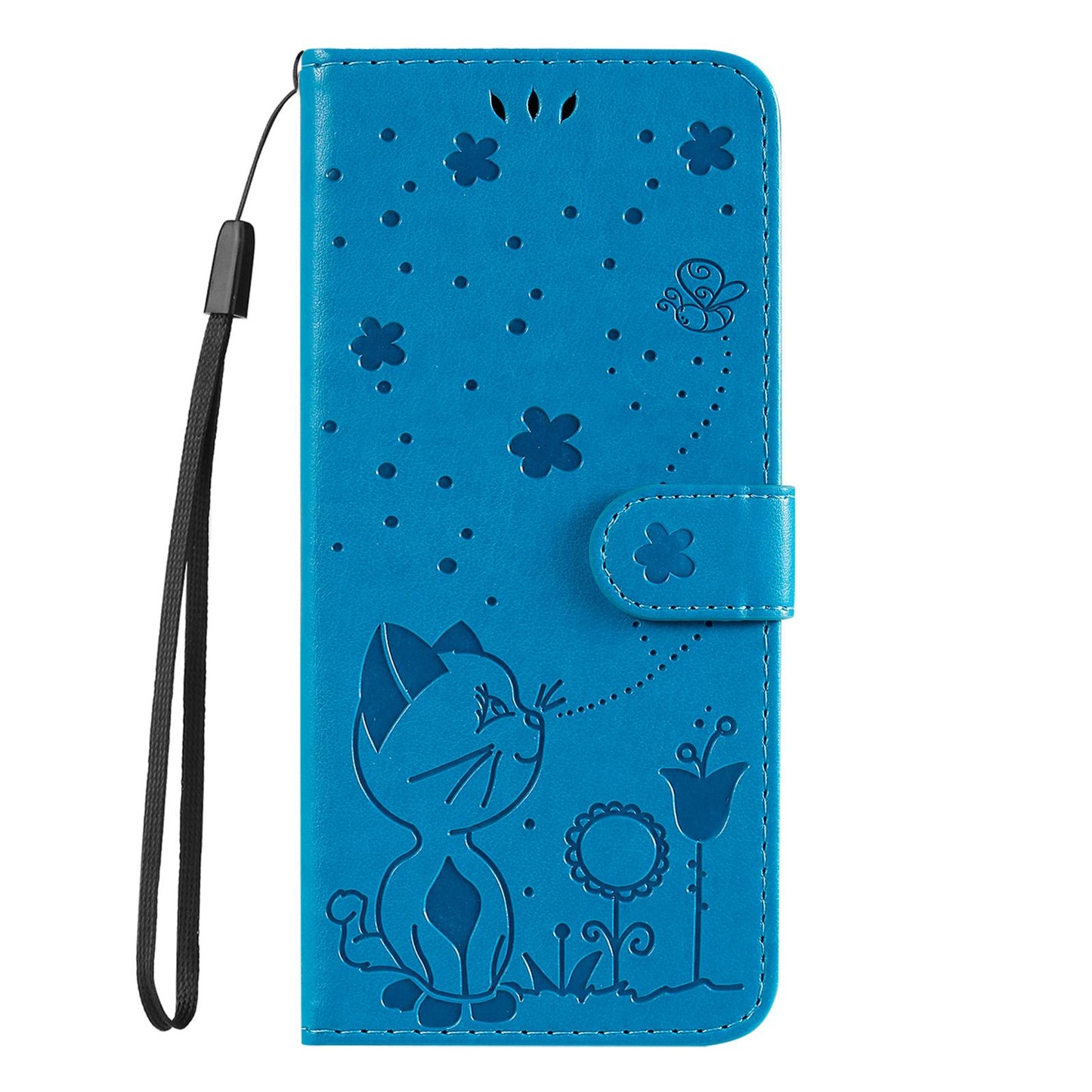 For Honor X6c Cat and Bee Embossed Flip Leather Phone Case Wallet Cover with Card Slots Cash Pocket Magnetic Stand Protective Shockproof TPU PU Leather Case with Wrist Strap