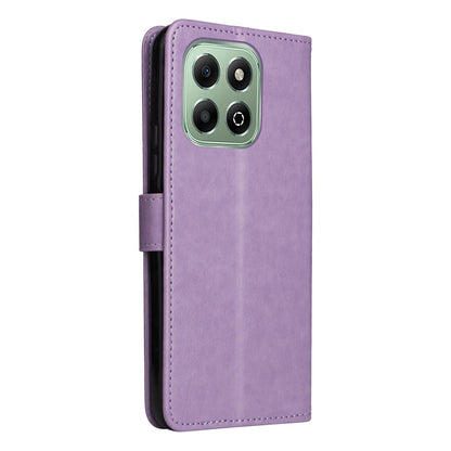 For Honor X6b Cat and Bee Embossed Flip Leather Phone Case Wallet Cover with Card Slots Cash Pocket Magnetic Stand Protective Shockproof TPU PU Leather Case with Wrist Strap