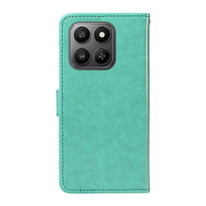 For Honor 400 Smart 5G Cat and Bee Embossed Flip Leather Phone Case Wallet Cover with Card Slots Cash Pocket Magnetic Stand Protective Shockproof TPU PU Leather Case with Wrist Strap