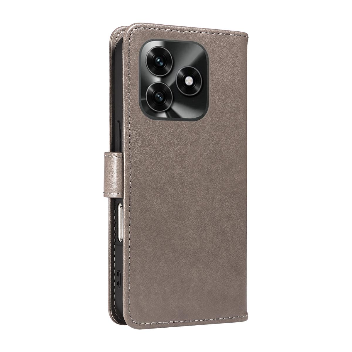 For Honor X5c Plus Cat and Bee Embossed Flip Leather Phone Case Wallet Cover with Card Slots Cash Pocket Magnetic Stand Protective Shockproof TPU PU Leather Case with Wrist Strap