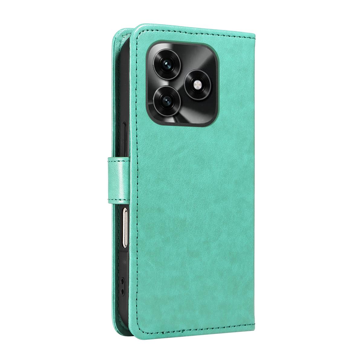 For Honor X5c Plus Cat and Bee Embossed Flip Leather Phone Case Wallet Cover with Card Slots Cash Pocket Magnetic Stand Protective Shockproof TPU PU Leather Case with Wrist Strap