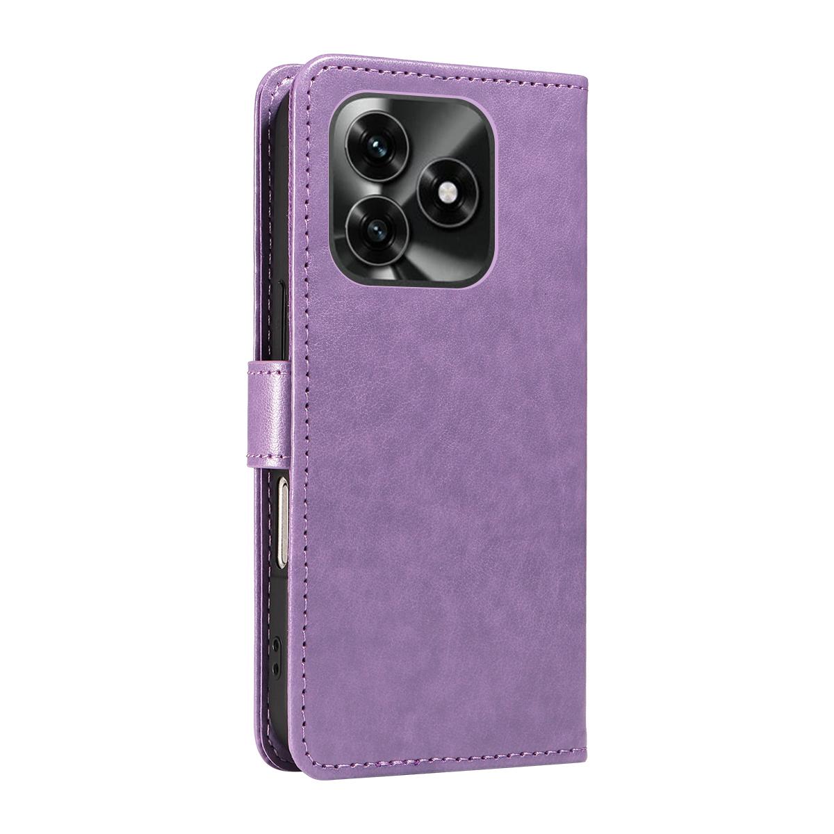 For Honor X5c Plus Cat and Bee Embossed Flip Leather Phone Case Wallet Cover with Card Slots Cash Pocket Magnetic Stand Protective Shockproof TPU PU Leather Case with Wrist Strap