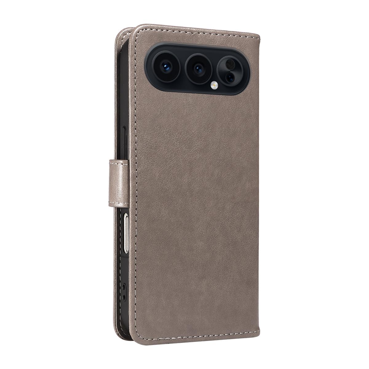 For Honor 500 Pro 155.8mm Cat and Bee Embossed Flip Leather Phone Case Wallet Cover with Card Slots Cash Pocket Magnetic Stand Protective Shockproof TPU PU Leather Case with Wrist Strap