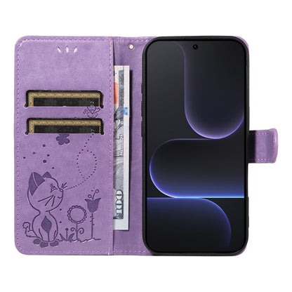 For Honor 500 Pro 155.8mm Cat and Bee Embossed Flip Leather Phone Case Wallet Cover with Card Slots Cash Pocket Magnetic Stand Protective Shockproof TPU PU Leather Case with Wrist Strap