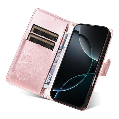 For Honor X8d 4G Cat and Bee Embossed Flip Leather Phone Case Wallet Cover with Card Slots Cash Pocket Magnetic Stand Protective Shockproof TPU PU Leather Case with Wrist Strap